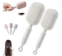Retractable Cushion Massage Comb - Anti-Static Self Cleaning Hair Brush for Effortless Detangling, Gentle Scalp Massage, and Easy Hair Removal, Ideal for All Hair Types Including Wigs (2Pcs-W)