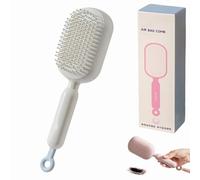 Retractable Cushion Massage Comb, Pull Ring Air Cushion Massage Retractable Hair Brush for All Types, Anti Static Self Cleaning Hair Brush for Women Men (White-1pc)