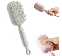 Retractable Cushion Massage Comb, Self-Cleaning Anti-Static Hair Brush for Men & Women, 3D Airbag Comb for All Types, Easy to Use for Home Travel Office School (White)