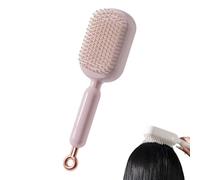 Retractable Cushion Massage Comb, Self Cleaning Hair Brush for Women, Anti Static Massage Comb, Easy Clean Hair Brushes, for On-The-Go Touch-Ups, Travel, Daily Use for All Hair Types (Pink)