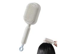 Retractable Cushion Massage Comb, Self Cleaning Hair Brush for Women, Anti Static Massage Comb, Easy Clean Hair Brushes, for On-The-Go Touch-Ups, Travel, Daily Use for All Hair Types (White)