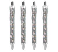 Retractable Cute Cartoon Cow Print 0.5mm Gel Pens, 4 Pack Black Ink Quick Dry Pen, Ballpoint Smooth Writing for Office Supplies