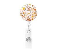 Retractable Cute Fox Squirrel Hedgehog Rabbit Bird Badge Holder, Retractable Badge Reel Clips and Id Card Holder, Suit for Offices, Teachers, Students, Nurses.