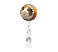 Retractable Cute Guinea Pig Badge Holder, Retractable Badge Reel Clips and Id Card Holder, Suit for Offices, Teachers, Students, Nurses.