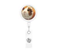 Retractable Cute Guinea Pig Badge Holderï¼Œ Name Decoration Badge Clip, Id Card Clip, Suit for Student Office Staff to Use.