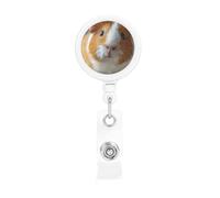 Retractable Cute Guinea Pig Badge Holderï¼Œ Name Decoration Badge Clip, Id Card Clip, Suit for Student Office Staff to Use.