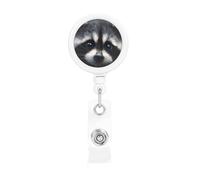 Retractable Cute Raccoon Badge Holderï¼Œ Name Decoration Badge Clip, Id Card Clip, Suit for Student Office Staff to Use.