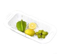 Retractable Dish Drainer Expandable Sink Basket for Washing Vegetables Fruit Strainer Kitchen Counter Organiser 34.5-45cm(White)
