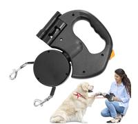 Retractable Dog - 20x19cm Telescopic , Built-in LED Flashlight, Double Dog Walking System | ABS Locking Mechanism with Reflective Nylon, Night Run Safety