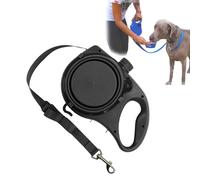 Retractable Dog Belt Plate and Water Bottle, 3 in 1 Dog Lead, Dogs Leash with Foldable Bowl Hook Garbage Bags, For Small, Medium, Large Dogs (Black)