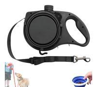 Retractable Dog Belt Plate and Water Bottle,3-in-1 Portable Multifunctional Retractable Dog Leash with Built-in Water Bottle and Foldable Bowl,Poop Bag Dispenser,for Small,Medium,Large Dogs (Black)