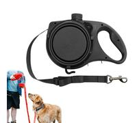 Retractable Dog Belt Plate and Water Bottle, 3 in 1 Retractable Multifunctional Adjustable Dog Leash, Leash has a Built-in Water Bottle and Bowl and Trash bag, for Small, Medium, Large Dogs (Black)