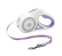Retractable Dog Lead, 16 Ft Heavy Duty Tangle Free Extendable Dog Leash for Small Medium Dogs Up to 110LBs - Anti-Chewing Nylon Tape with One-Handed Break, Pause, Lock, Purple