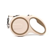 Retractable Dog Lead, 3 m/15kg Khaki Heavy-Duty Extendable Dog Leads for X-Small to Small Dogs Cats; Strong Nylon Tape Ribbon Leash, One-Button Brake&Lock