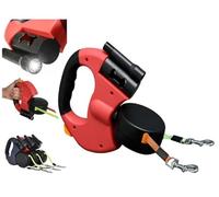 Retractable Dog Lead 3M/10FT Automatic Extendable Dog Lead 360°Tangle-Free Dual-End Leash Includes LED Light Durable Nylon Tape with Anti-Slip Handle for Small Medium Large Dogs (Red)