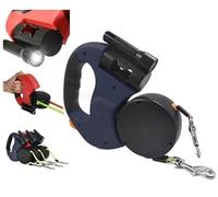 Retractable Dog Lead 3M/10FT Automatic Extendable Dog Lead 360°Tangle-Free Dual-End Leash Includes LED Light Durable Nylon Tape with Anti-Slip Handle for Small Medium Large Dogs (Blue)