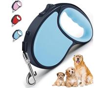 Retractable Dog Lead 5M/16FT Extendable Dog Lead with Strong Nylon Tape 360° Tangle-Free One-Handed Brake Anti-Slip Handle for Small Medium Dogs (BLUE)