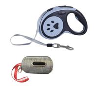 Retractable Dog Lead 5M/16FT Extendable Dog Lead with Sturdy Nylon Strap and Garbage Dispenser Tangle-Free One-Handed Brake Pause Lock for Small Medium Dogs (Black)