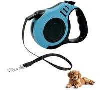 Retractable Dog Lead, 5M/16FT Extendable Dog Training Lead360°Tangle-Free with Smooth & Durable Nylon Tape, One-Handed Brake & Pause Dog Lead with Anti-Slip Handle for Small Medium Dogs (Light Blue)