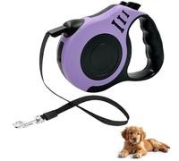 Retractable Dog Lead, 5M/16FT Extendable Dog Training Lead360°Tangle-Free with Smooth & Durable Nylon Tape, One-Handed Brake & Pause Dog Lead with Anti-Slip Handle for Small Medium Dogs (Purple)
