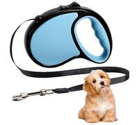 Retractable Dog Lead, 5m/20kg Blue Heavy-Duty Extendable Dog Leads for Small to Medium Dogs; 360°Tangle-Free Smooth Nylon Tape Ribbon Leash, One-Handed Brake&Lock, Bonus Training (Blue)