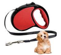 Retractable Dog Lead, 5m/20kg Red Heavy-Duty Extendable Dog Leads for Small to Medium Dogs; 360°Tangle-Free Smooth Nylon Tape Ribbon Leash, One-Handed Brake&Lock, Bonus Training (Red)