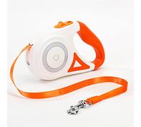Retractable Dog Lead, 5m Dog Leads with LED Torch and RGB Light, No-Tangle, One-Button Brake & Lock, Heavy-Duty Nylon Ribbon Leash Extendable Dog Lead for Small Medium Dogs