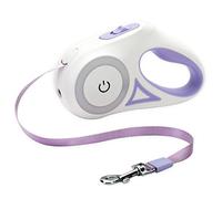 Retractable Dog Lead, 5m Dog Leads with LED Torch and RGB Light, No-Tangle, One-Button Brake & Lock, Heavy-Duty Nylon Ribbon Leash Extendable Dog Lead for Small Medium Dogs