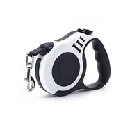 Retractable Dog Lead, 5M Extendable Dog Leads with Non-Slip Handle for Small Dogs, Strong Nylon Tape Ribbon, One Hand Brake Button Pause Lock, White