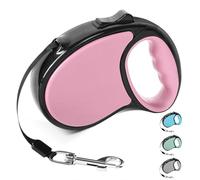 Retractable Dog Lead, 5m Long Extendable Dog Leash 360° Tangle-Free Harness Leashes with Non-Slip Handle and Quick Brake Button for Small and Medium Dogs (Pink,One Size)