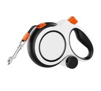 Retractable Dog Lead 8m White Extendable Pet Walking Tape for Medium Large Dogs with Detachable Dispenser Case Robust ABS Shell Anti-Tangle Mechanism