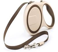 Retractable Dog Lead, 9.8FT/16FT Extendable Dog Lead 360°Tangle-Free Smooth&Durable Nylon Tape with Anti-Slip Handle, One-Handed Brake for Up to 25 kg Dogs(Brown,5m)