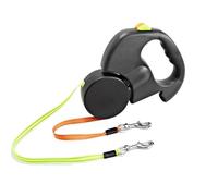 Retractable Dog Lead, Double Reinforced Extendable with Non-Slip Handle Dog Lead, One-Hand Brake Pet Leash for 2 Dogs One Button Break and Lock (Black)