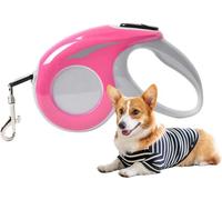 Retractable Dog Lead For Small Medium Dogs Up To 20KG, Retractable Dog Leads 16ft/5M, Extendable Dog Leads With Anti-Slip Handle, Anti-Tangled Strong Nylon Tape(Color:Pink,Size:M)