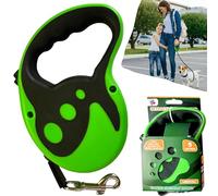 Retractable Dog Lead, No-Tangle Dog Leash| 5M Reflective Nylon Leash, Swivel Clip, One-Handed Brake, Rubber Handle Reflective Dogs