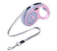 Retractable Dog Lead, Shunshi Heavy-Duty Extendable Dog Leads - 5M/16FT Strong Nylon Tape Leash, One-Handed Brake & Lock, Tangle-Free Design for Small to Medium Dogs (Pink)