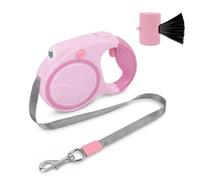 Retractable Dog Lead with LED Light 5m Extendable Leash for Dog Up to 50 kg | Anti Slip Handle Detachable Poo Bag Holder, 360°Tangle Free Leash, Quick Brake Button, 5m Flexi Dog Lead for Small Medium dog