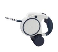 Retractable Dog Lead with Waste Bag Dispenser, 15.5 cm x 14 cm, White and Navy