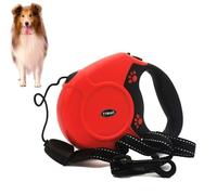 Retractable Dog Leads 26ft Pet Adjustable Leash for Small Medium Large Dogs Up to 49.8KG (Red)