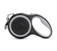 Retractable Dog Leash 10 FT, Heavy Duty Dog Leash for Dogs up to 22lbs, Strong Nylon Tape No Tangle, One-Handed Brake, Pause, Lock, Perfect for Medium Large Dogs (Grey/Black)