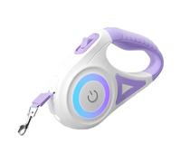 Retractable Dog Leash 10 ft with LED Light and Glowing Rope, Luminous Leash, Anti Slip Handle, One Button Lock, Heavy Duty Strap for Large Dogs, Tangle Free Training for Night Walking