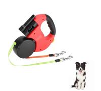 Retractable Dog Leash, 10ft Double Retractable Dog Lead Double for 2 Dogs with LED Flashlight for Dogs Walking (Red)