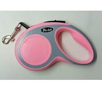 Retractable Dog Leash Lead 5 m, Walking Lead Extendable Leash No-Tangle Heavy Duty Nylon Tape, Suitable for Small and Medium Dogs Assorted Colours Available (Baby Pink)