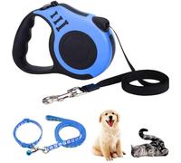 Retractable Dog Leash Telescopic Automatic Nylon Pets Tractor Reel 5 m New Classic Pecute Model Dog Collar Ropes (Blue)