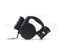 Retractable Dog Leash with LED Flashlight, Automatic Telescopic Pet Walking Lead, 5 Meter Length, Multifunctional Design for Large Dogs (Black)