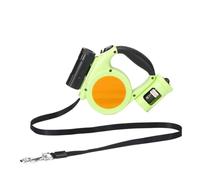 Retractable Dog Leash with LED Light, 5M Length, ABS Material, One-Touch Brake System, Built-in Waste Bag Dispenser (Green)