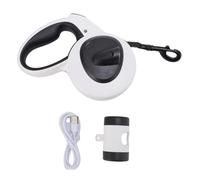 Retractable Dog Leash with LED Light, 5m Nylon Rope, Reflective Webbing, Soft Grip Large Pet Leash for Dogs Up to 50KG - Ergonomic Design, USB Rechargeable, Night Safety Walking (L)