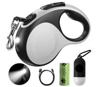 Retractable Dog Leash with Led Light, Douexio 16ft Heavy Duty Dog Leash Retractable for Medium Large Dogs Up to 110lbs,360° Tangle-Free, One-Button Control, High Strength Hook (White, 66-110lbs)