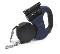 Retractable Dog Leash with LED Light, Non-Slip Dog Leash with 360° Rotating Poop Bag Dispenser, 3M Reflective Elastic Rope, Heavy Duty Double Dog Lead for up to Dogs (Blue, One Size)