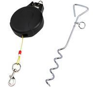 Retractable Dog Tie Out Cable with Stake, 29.5 ft Lead Reel for Medium to Large Breeds, 360° Tangle-Free Outdoor Tether System, Portable Ground Anchor for Yard and Camping, Easy Setup